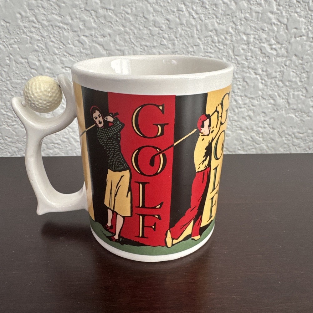 Vintage 1997 Spinners Dept 56 Golf Mug Novelty Kinetic Spinning Ball Handle